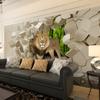 3D Stereo Lion Broken Wall Mural Photo Wallpaper for Wall Living Room TV Background Room Decor Size Wall Papers