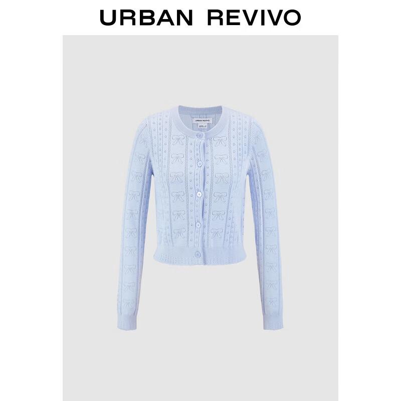 

Женский кардиган с ажурной вязкой и бантом L