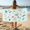 Toalha de Praia Estampada com Pessoas na Praia de Verão Desenho Animado Secagem Rápida Sem Areia Leve Absorvente Cobertor de Praia para Natação