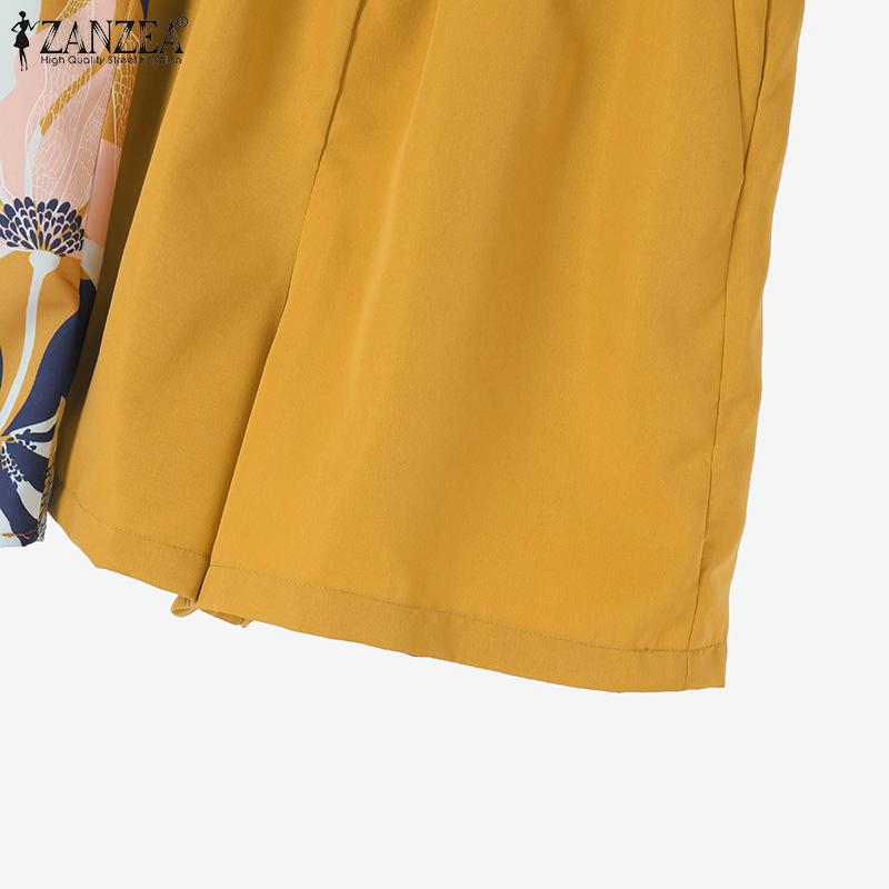 ZANZEA Damen Print Tanktops und Shorts Lässige zweiteilige Sets