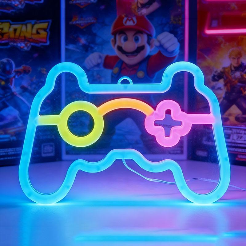 Game Pad Neon Signs LED Night Light, USB Powered Atmosphere Lighting, For Game Birthday Gift Garden E-sports Decor Camping