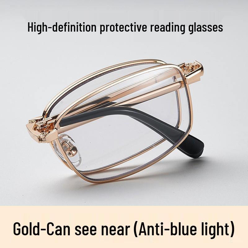Anti-Blue Light Photochromic Folding Reading Glasses with Smart Zoom for Near, Mid, and Far Distances