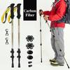 3K Carbonfaser Trekkingstöcke, volle Länge 135cm, dreiteilig, schnell verstellbar, geeignet für Wandern, Trekking, schlammiges Gelände und schneebedeckte Bedingungen
