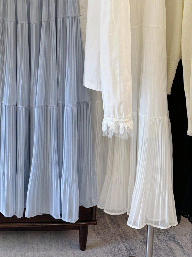 White Chiffon High-Waist Slim A-line Fairy Pleated Skirt - Spring/Summer 2026 Collection