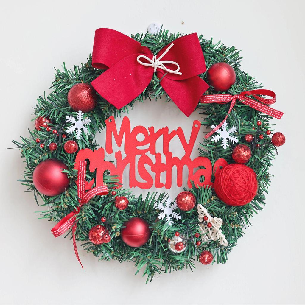 30cm Christmas Wreath with Pine Cones & Ornaments for Window Decoration