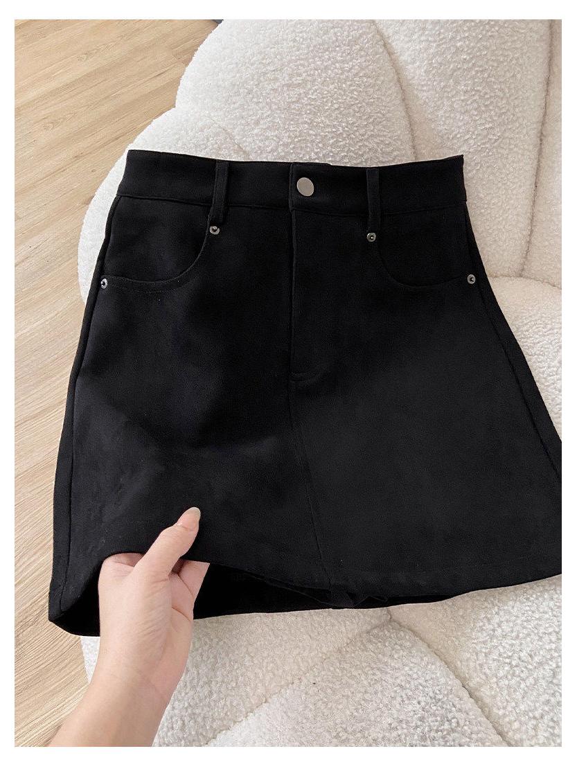 Women s Retro Brown Suede High-Waisted A-Line Skirt in Coffee - Petite Short Skirt for Spring & Autumn 2026 4XL