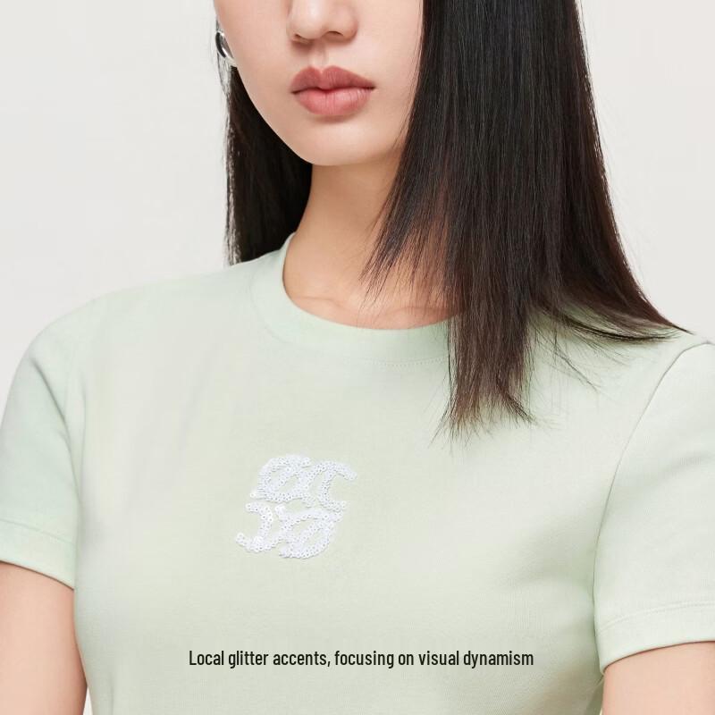VEROMODA Women's Sequin Embellished Short Sleeve T-Shirt