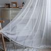 Jacquard Hollowed Out White Curtain American Rural Translucent Pastorale Living Room Balcony Bedroom Bay Window Artistic Curtain