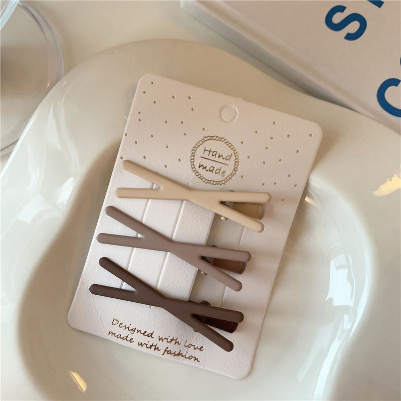 Épingles à cheveux simples givrées pour filles, 3 pièces, pinces à cheveux carrées, ovales, Triangle, pour enfants, épingles à cheveux, cliquez sur clac