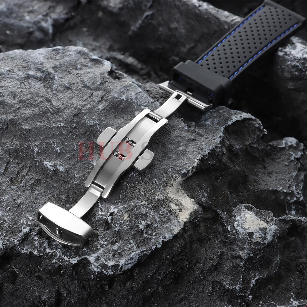 20mm 22mm Premium Silicone Watch Band Butterfly Buckle Waterproof Soft Rubber Strap Breathable Strap Replacement Universal Watch