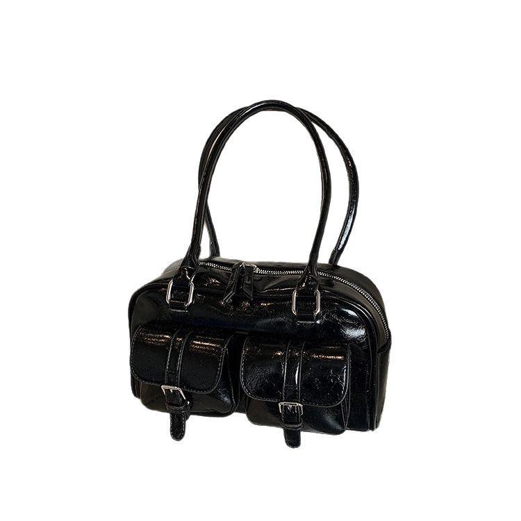 Vintage Boston Oil Wax Leather Pillow Bag Women 2025 New Commuter Bowling Bag Handbag Shoulder Bag