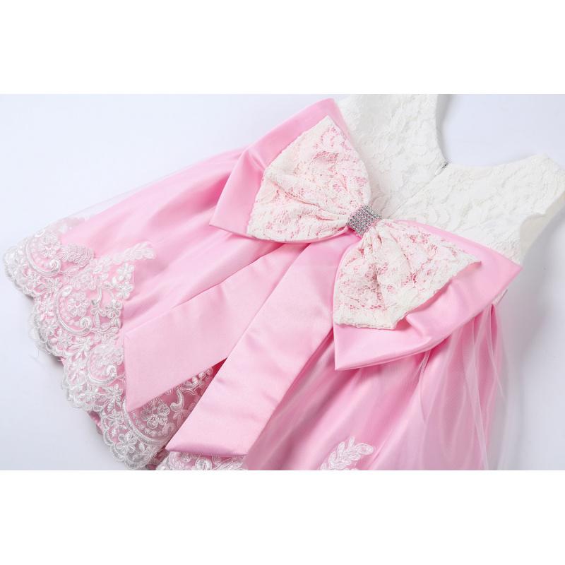 Bestseller Baby 100-Tage-Geburtstagskleid mit Schleife, Haarband, Puffrock und Spitzenkleid