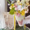 Flower Cake Dessert Packaging Box Portable Flower Gift Bag Kraft Paper Holder Photo Favor Drink Carrier With Handle