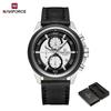 NAVIFORCE Men's Leather Watch Stopwatch Chronograph Calendar Luminous Hand Waterproof 3ATM Casual Business Fashion Watch NF8075
