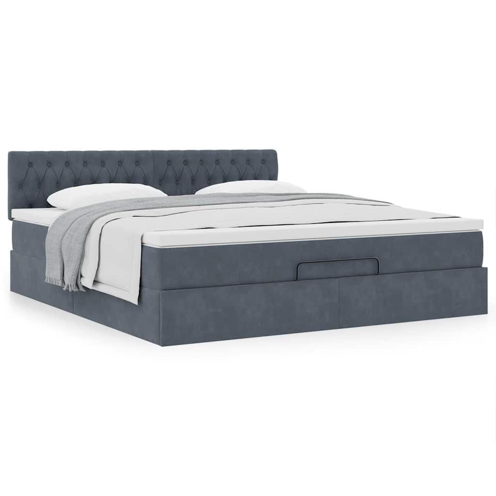 Enjoy a Restful Night S Sleep with This Ottoman Bed with Mattress In Dark Gray 160 X 200 Cm Velvet Fabric