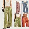 Herbst und Winter Mode Damen Weite Hosen Bedruckte Gestreifte Locker sitzende High-Waist Hosen