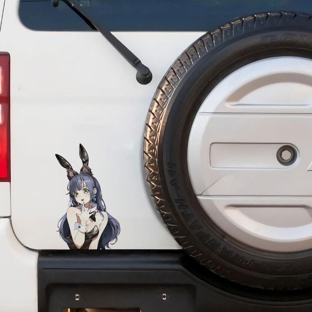 

5.1 Cute Bunny Girl Anime Car Bumper Decals for Guitar Water Bottle Fuel Tank Cap Auto Accessories Stickers (2Pcs) B