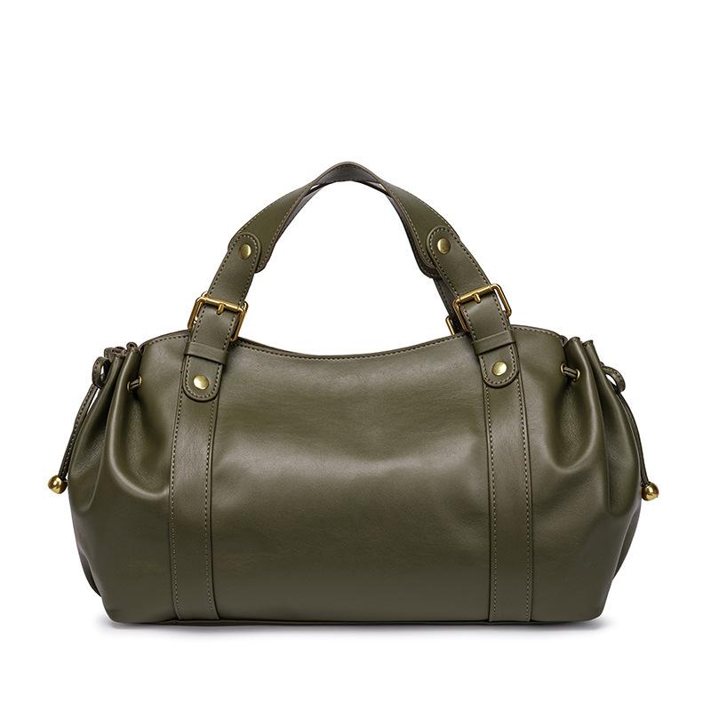 Women'S Bag Large Capacity Winter And Spring Soft Leather Pleated Handbag Shoulder Bag Commuter Pillow Bag
