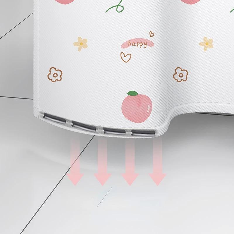 Shower Curtains 200cm Kawaii Fruit Cartoon Printed White Bathroom Curtain for Girl Waterproof with Hooks and Tieback Bath Decor
