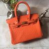 Ostrich Pattern First Layer Cowhide 30CM Platinum Bag High Quality (J15-30BK)