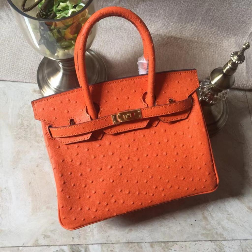 Ostrich Pattern First Layer Cowhide 30CM Platinum Bag High Quality (J15-30BK)