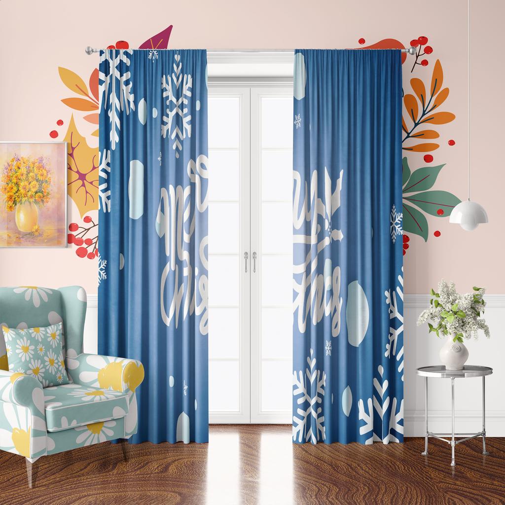 2 sztuki - Zimowa dekoracja świąteczna Zasłony z nadrukiem Wesołych Świąt do sypialni, salonów, gabinetów, przestrzeni prywatnych