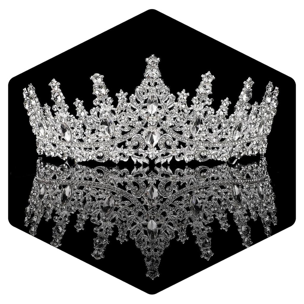 Tiara for Women, Crystal Queen Crowns, Rhinestone Princess Tiaras, Royal Hair Accessories Perfect for Birthday Decorations, Wedding Brides, and