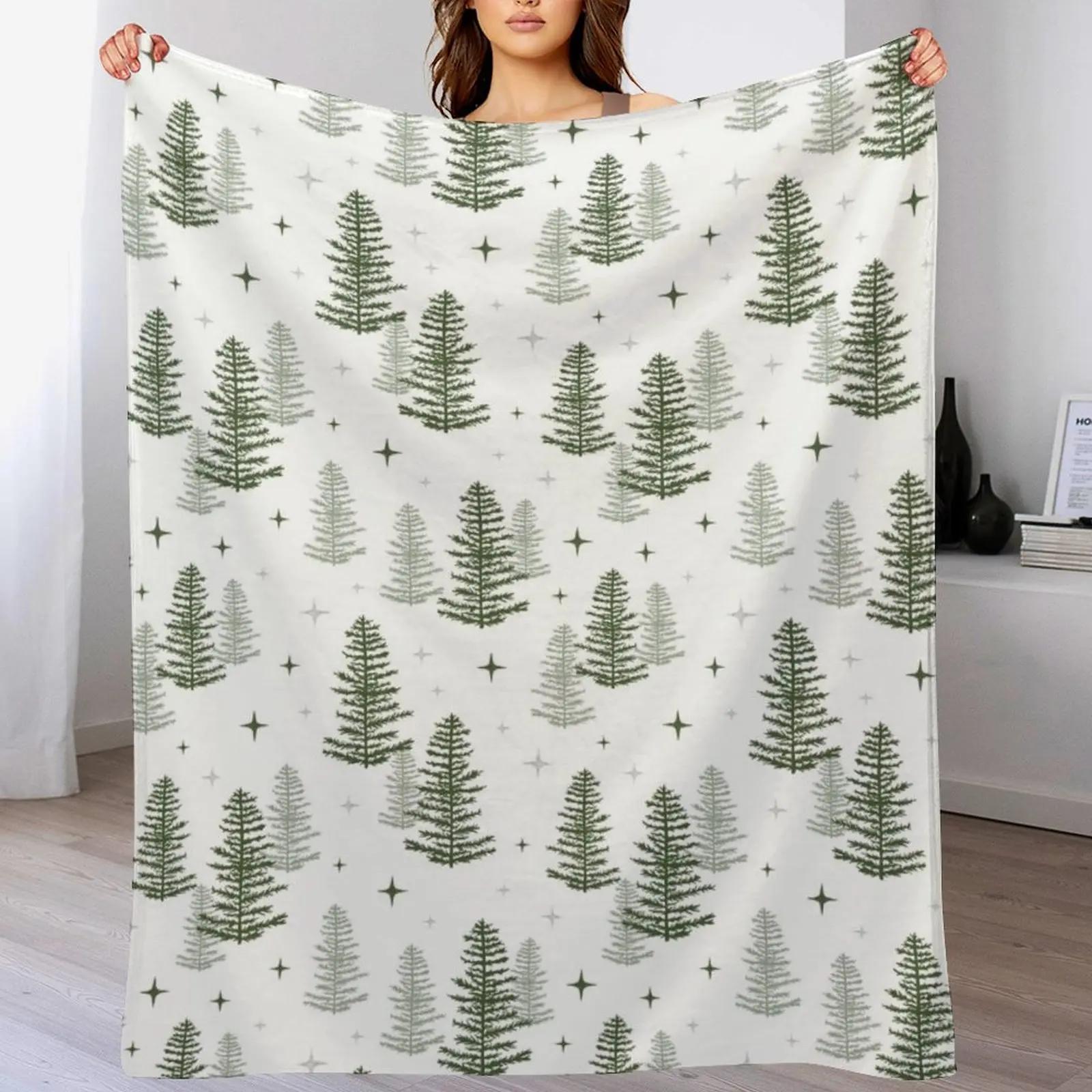 

Christmas Night with green trees Throw Blanket Versatile Cozy Throw Blanket for All Occasions 102x76cm(40x30in)