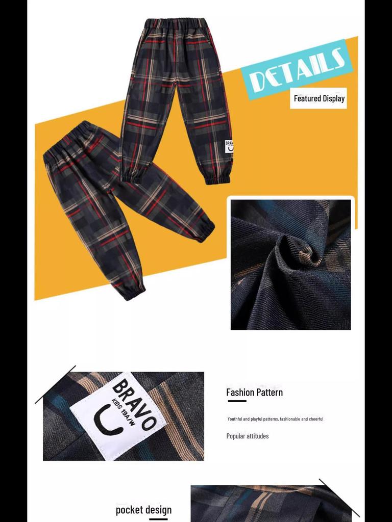 Boys' Spring & Autumn Casual Pants: Trendy Long Sportswear with Plus Velvet for Winter