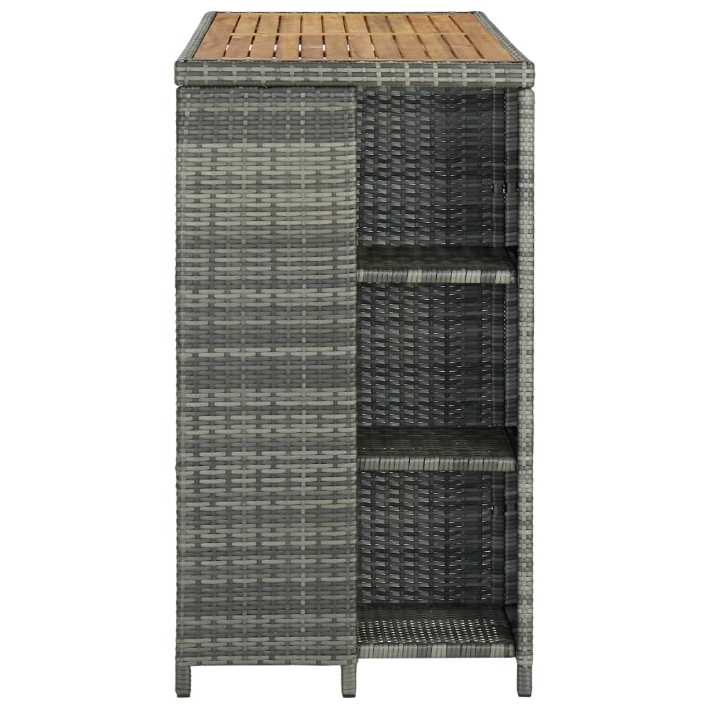 Bar Table with Shelf Grey 120 X 60 X 110 Cm Poly Rattan