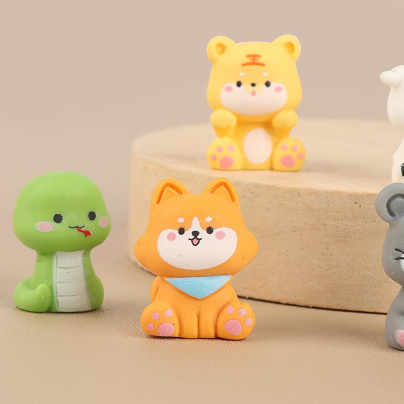 12/60PCS 3D Chinese zodiac DIY resin accessories, micro landscape simulation, drip glue scene decoration, handmade materials