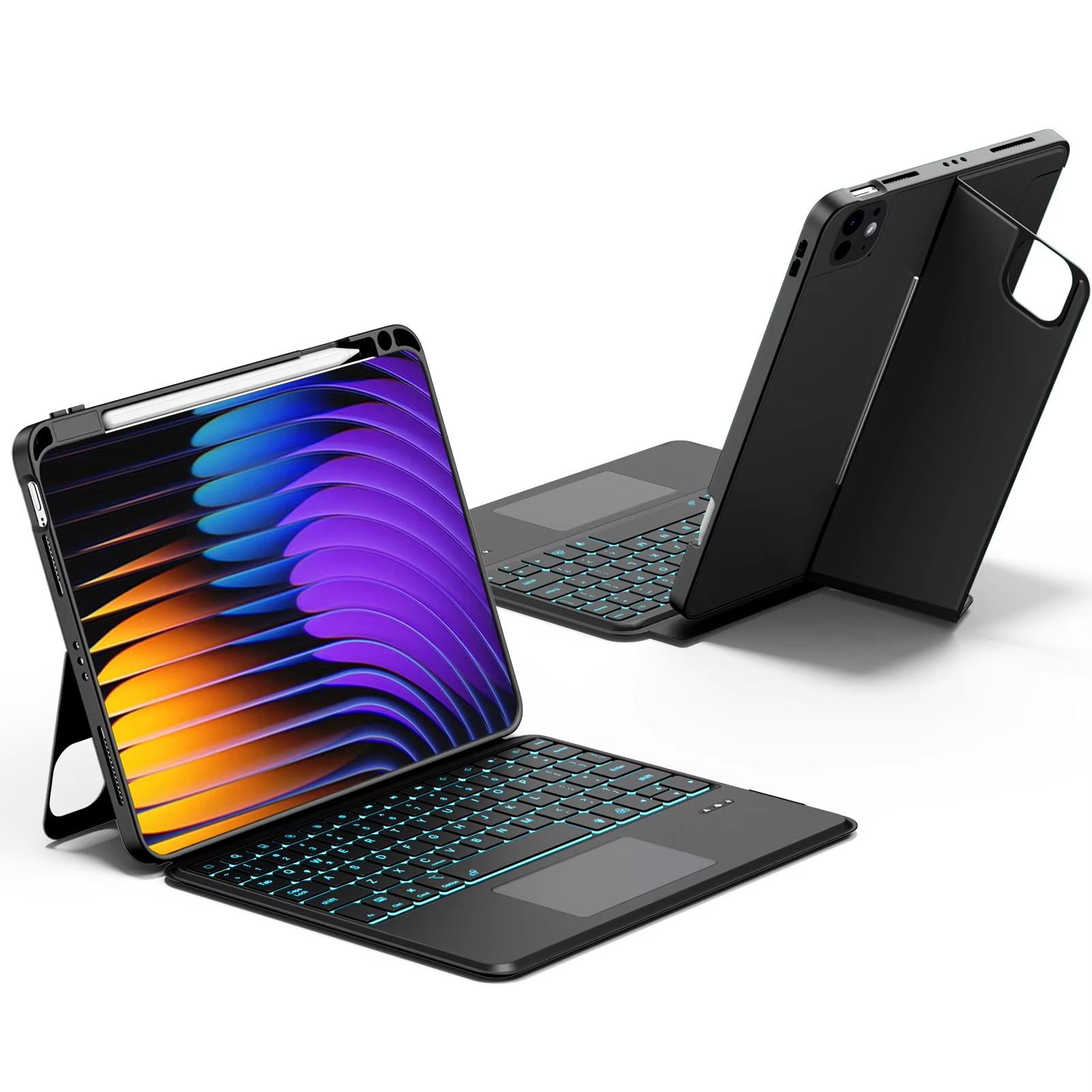 Detachable Magnetic TPU Leather Tablet Case with Touchpad Keyboard for xiaomi Pad 7 Pro 11.2 RGB Backlit Keyboard Case No&English