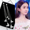 Koreanisches Temperament Kristallanhänger Schmetterling Quasten Lange Hängeohrringe für Damen Luxus Süße Schmuck Accessoires Geschenke
