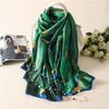 Latest Lovely Animal Green Peacock Feather Silk Shawl Scarf Spain Luxury  Beach Bandanas Foulard Sjaal Wrap Hijab Caps