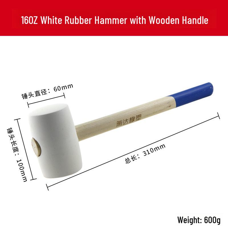 Tengda Solid Wood Handle Rubber Hammer for Tile Installation and Decoration