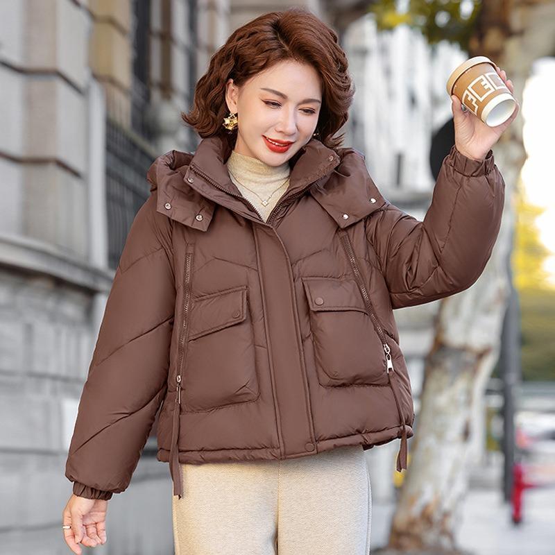 Women's short hooded small bread clothes autumn and winter loose warm cotton-padded jacket