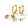 High-End Titanium Steel Round Earrings: European & American Versatile 3-Pair Set