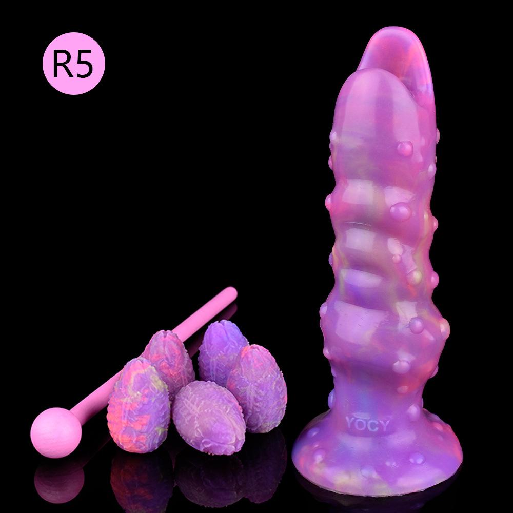 Silicone Anal Plug Luminous Ovipositor Lay Eggs Anal Dildo with Granular Surface Vagina Balls Adult Sex Toy for Woman Men