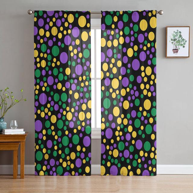 Red And Black Dots White Sheer Window Curtains Bedroom Modern Chiffon Drape Tulle Valances Living Room Kitchen Voile Curtain