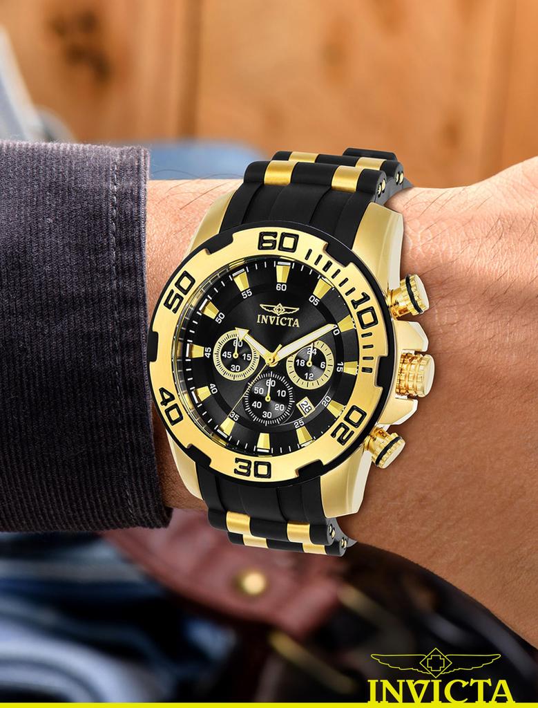Invicta 22340 Quartz Casual Watch with Stainless Steel and Silicone Black "Pro Diver" Men's Finish