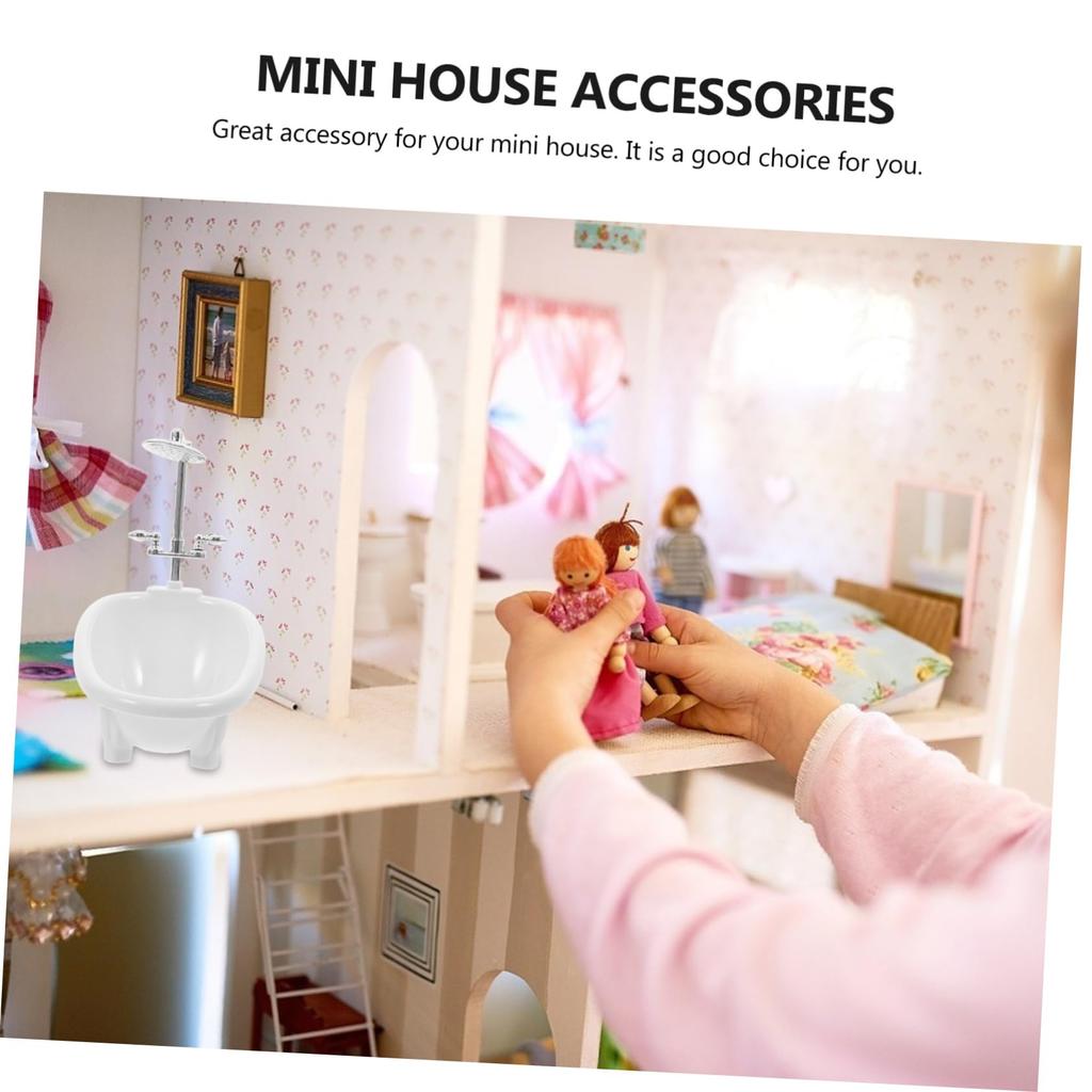 Abaodam Dollhouse Mini Bathtub, 6.30x6.10x3.74 Inches, Plastic Miniature Bathtub, Toy Bathroom Furniture, Delicate Decorative Accessory, Mini House