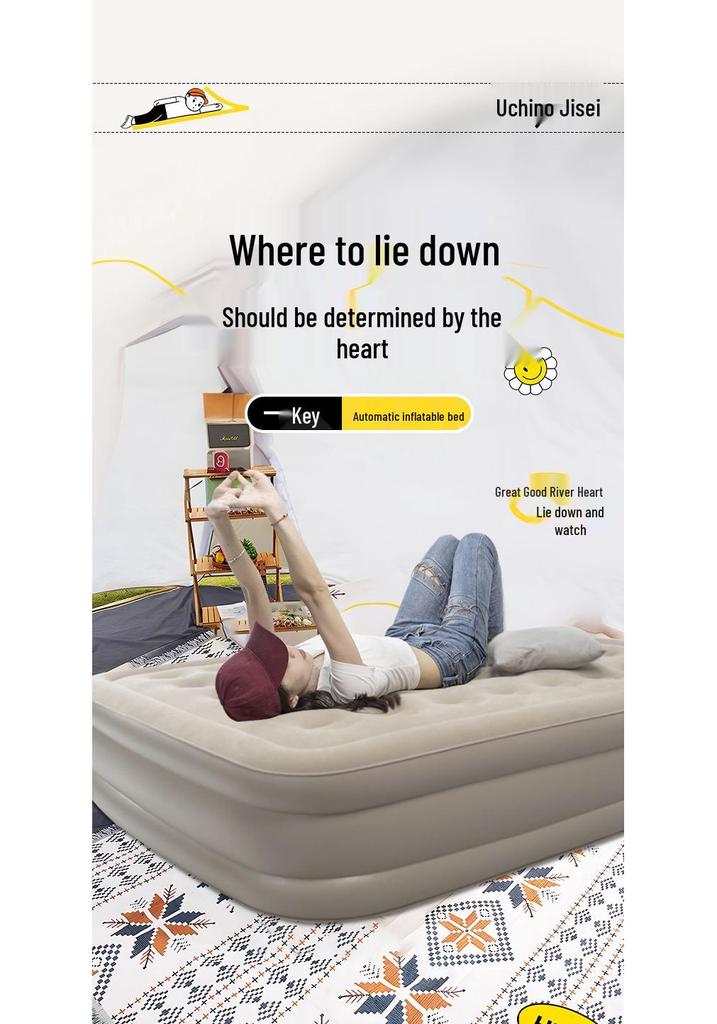 Portable Outdoor Inflatable Mattress - Single/Double Folding Air Cushion Bed for Home and Camping