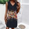 Plus Size V Neck Sleeveless Green Bamboo Valley Brook Print For Elegant Summer Daily Outfit