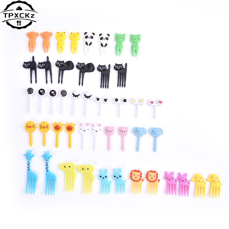 6-10pcs Mini Skewers Cute Cartoon Eyes Kawaii Lunch Bento Box Food Fruit Picks Fork Sticks Buffet Sandwich Toppers Party Decor
