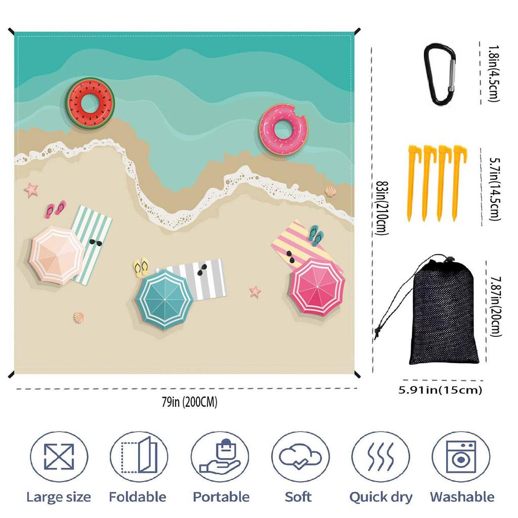 Waterproof Beach Mat Sand Free Blanket Camping Outdoor Picknick Tent Folding Cover Bedding Pocket Picnic 200x210cm Camping Chair