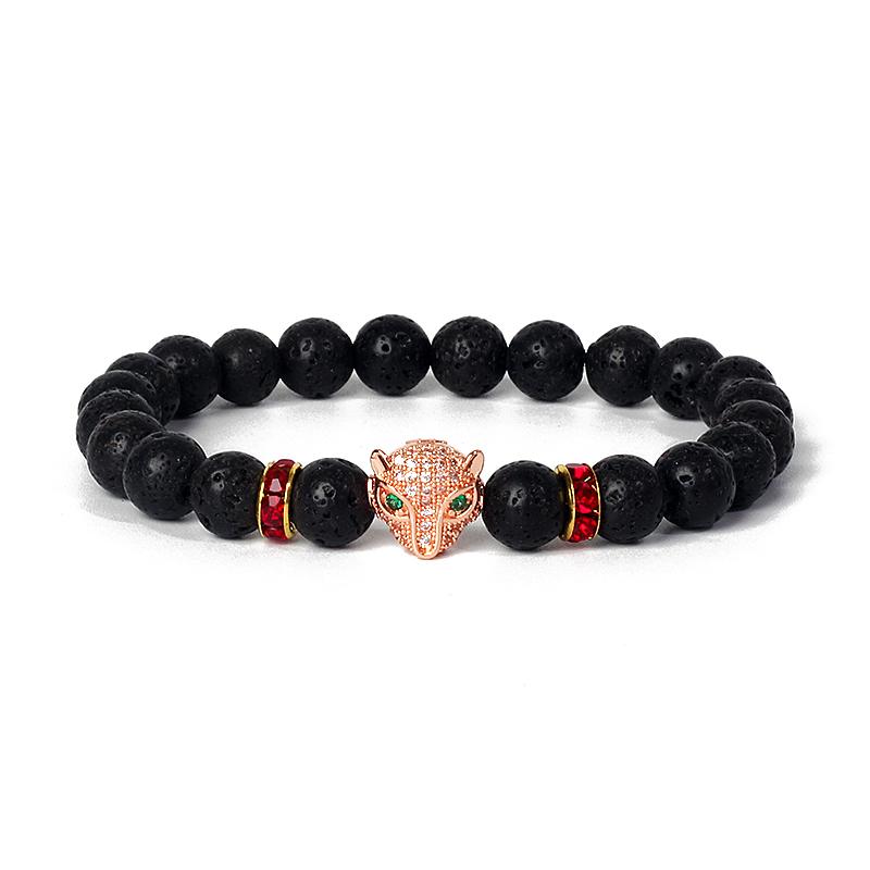 Fashion Crown Skull Punk Bracelets Men Wolf Head Zircon Tiger Eye Bracelets for Women Energy Nature Stone Soul Jewelry Pulsera