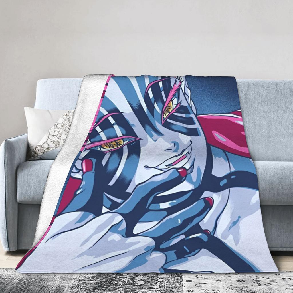 Akaza Blankets Velvet Anime Kimetsu No Yaiba Soft Throw Blanket for Car Sofa Couch Bedroom Quilt