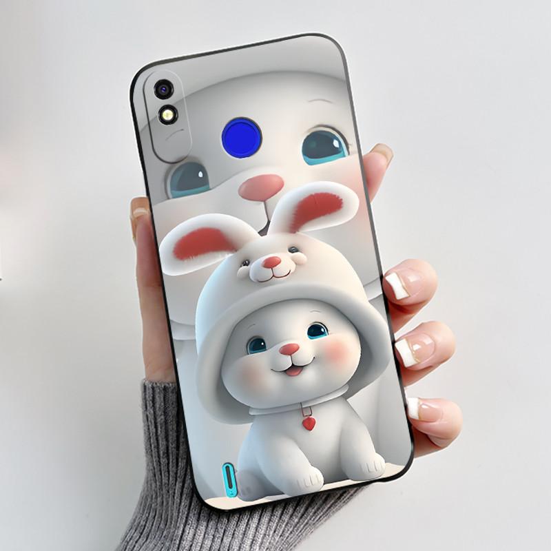 

Case For Tecno Spark 4 Lite/Pop 3 Plus Bumper Soft Silicone Jelly Black Case Ins Style Popular Flower Painted Shockproof Cover Tecno Spark 4 Lite