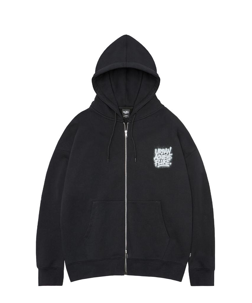 Fluke Achieve Graffiti Oversized Zip-Up Hoodie Black Fzt1034-Z