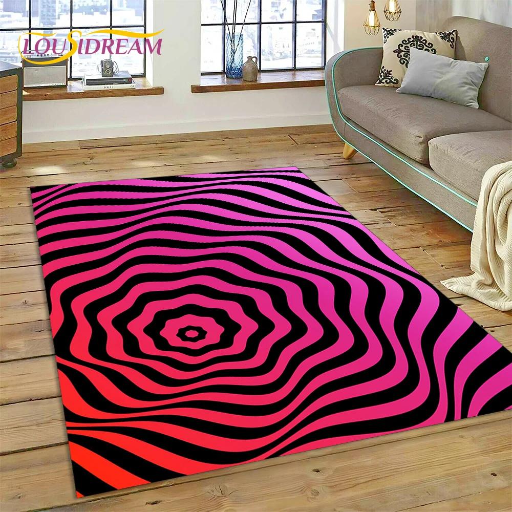 3D-Vortex-Teppich mit visuellen Illusionen für Wohnzimmer, Schlafzimmer, Heimdekoration, Bodenmatte, rutschfeste Dekoration für Sofa, Küche, Fußmatte